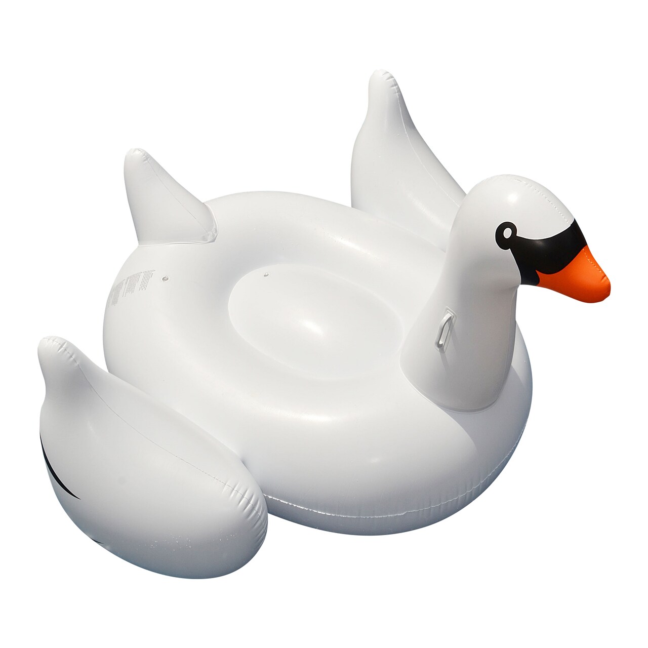 Swim Central 75" Inflatable White and Black Giant Swan Swimming Pool Ride-On Float Toy